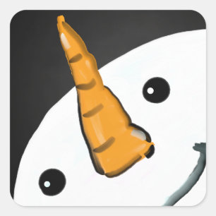 Sticker Carré Joli Snowman souriant visage Noël