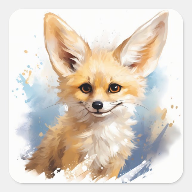 Sticker Carré Joli sourire Brown Fennec Fox (Devant)