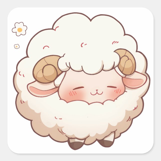 Sticker Carré Joli sourire mouton (Devant)