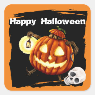 Sticker Carré Joli Spider Jack o' Lantern Enfants Halloween