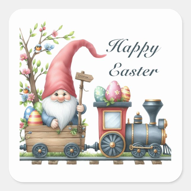 Sticker Carré Joli train de Pâques (Devant)