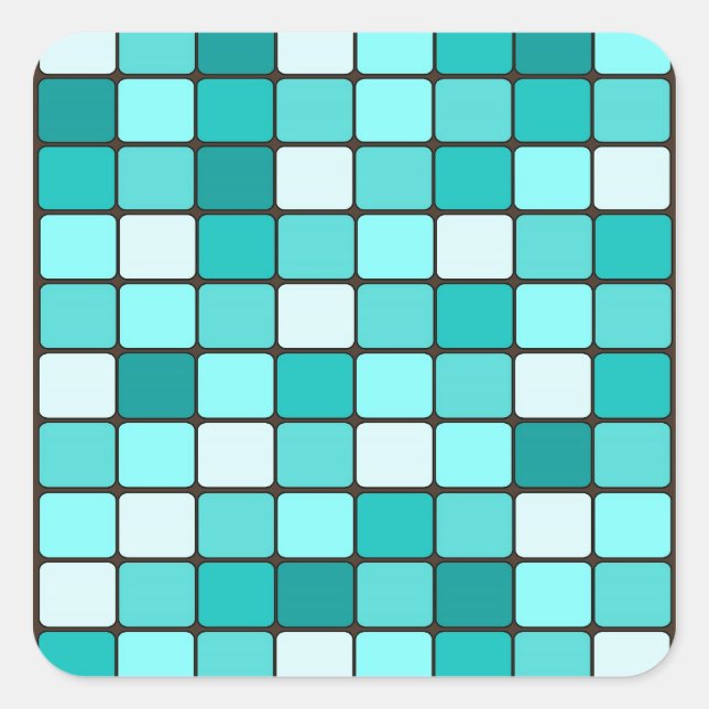 Sticker Carré Joli Turquoise Aqua Turquoise Carrelage mosaïque M (Devant)