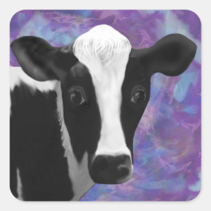 Sticker Carré Joli visage de vache