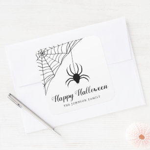 Sticker Carré Jolie Araignée Noire Joyeux Halloween 