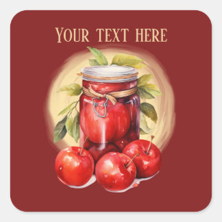 Sticker Carré Jolie confiture de pomme ajouter du texte