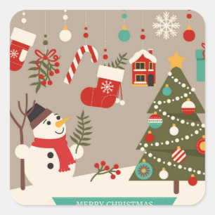 Sticker Carré Jolie décoration de Noël