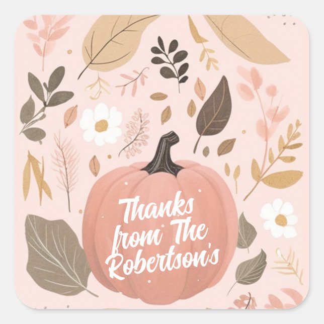Sticker Carré Jolie Earty Citrouille Foliage Thanksgiving Party (Devant)