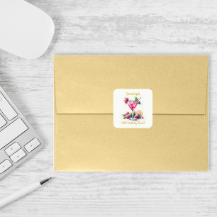 Sticker Carré Jolie en rose 30e anniversaire fête