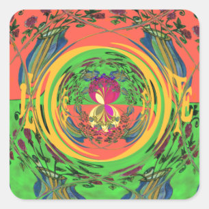 Sticker Carré Jolie et belle florale Motif Art Imprimer Design