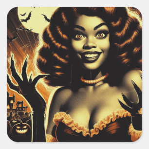 Sticker Carré Jolie fille Halloween