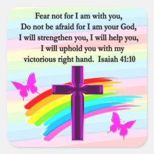 STICKER CARRÉ JOLIE ISAIAH 41:10 BIBLE VERSE DESIGN