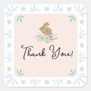 Sticker Carré Jolie Lapin Lapin Lapin Animal 1er Anniversaire fê