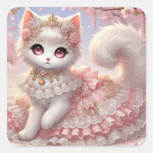 Sticker Carré Jolie Lolita Princess Chat Rose