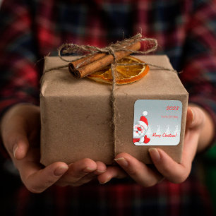 Sticker Carré Jolie neige de Noël Père Noël