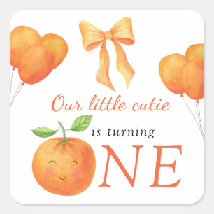 Sticker Carré Jolie petite orange Citrus 1er anniversaire