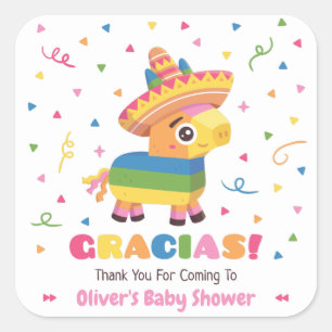 Sticker Carré Jolie Pinata Gracias Fête Décorations Baby Shower