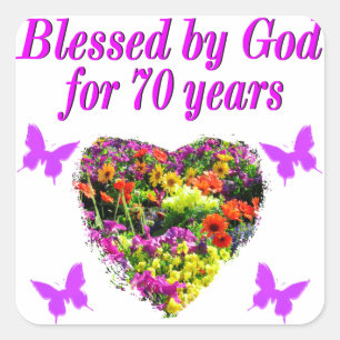 STICKER CARRÉ JOLIE PURPLE FLORAL 70E ANNIVERSAIRE CONCEPTION