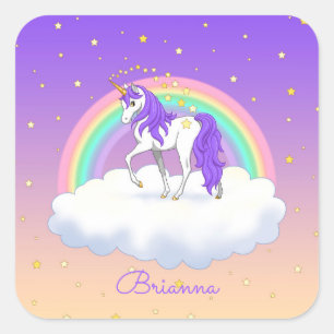 Sticker Carré Jolie Purple Sweet Dreams Rainbow Unicorn