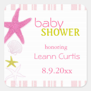 Sticker Carré Jolie rose Nautique Bébé fille Douche