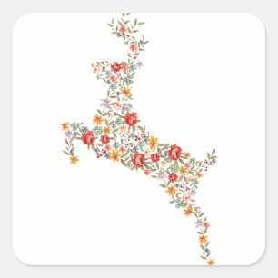 Sticker Carré Jolie silhouette vintage de cerf de printemps