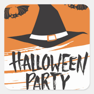 Sticker Carré Jolie sorcière Casquette fête d'Halloween