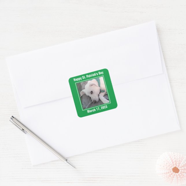 Sticker Carré Jolie St. Patrick's Day Green Lazy Chien (Enveloppe)