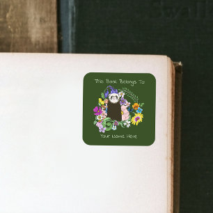 Sticker Carré Jolies fleurs sauvages de furet sableux en bois ve