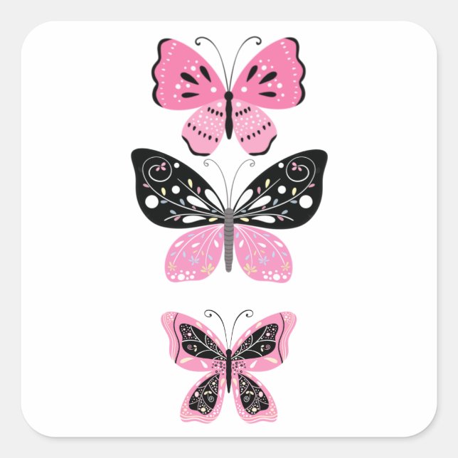 Sticker Carré Jolies papillons (Devant)