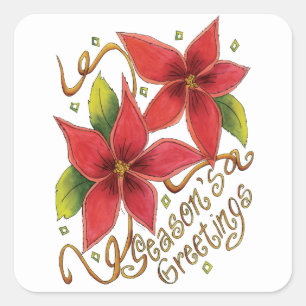Sticker Carré Jolies salutations de la saison de Noël avec des p