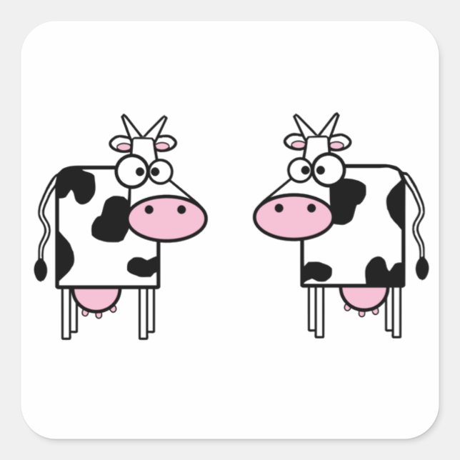 Sticker Carré Jolies vaches de dessin (Devant)