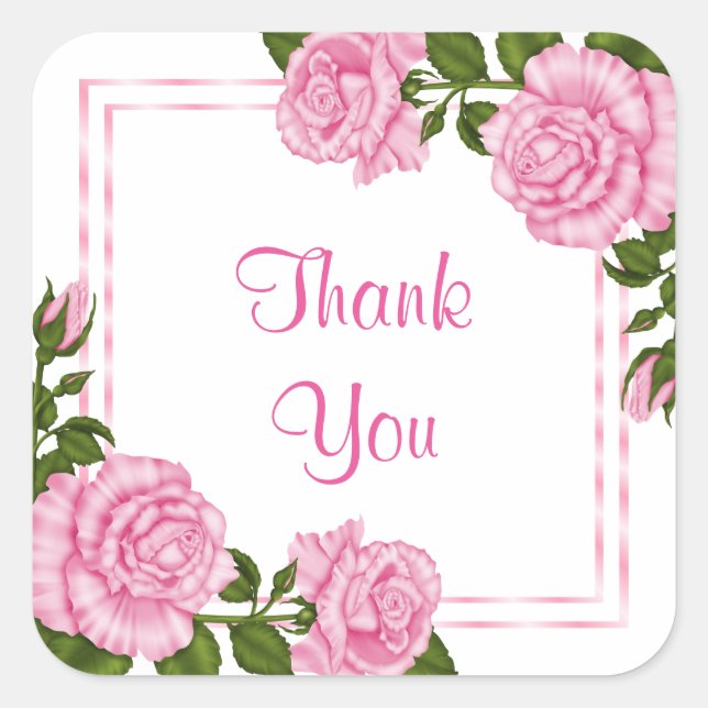 Sticker Carré Jolis bouquets d'angle rose pour anniversaire reme (Devant)