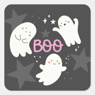 Sticker Carré Jolis fantômes Halloween BOO