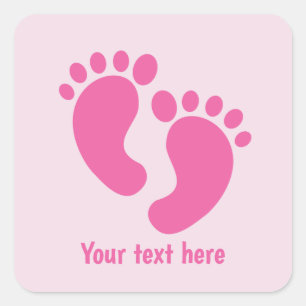 Sticker Carré Jolis pieds de bébé rose ajoutent un message