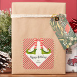 Sticker Carré Jolly Christmas Elf Legs Stripes CARRÉ de vacances<br><div class="desc">Pieds elfes amusants avec des collants rayés rouge et ivoire et des bottes vertes avec des cloches de jingle, et vos détails de Noël en lettrage chic, ces stickers CARRÉS (en 2 tailles) sont beaux pour les fêtes, cadeaux, enveloppes d'invitation, cadeaux alimentaires faits maison et plus encore. ***TOUTES LES FORMES...</div>