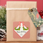 Sticker Carré Jolly Christmas Elf Legs Stripes CARRÉ de vacances<br><div class="desc">Pieds elfes amusants avec des collants rayés rouge et ivoire et des bottes vertes avec des cloches de jingle, et vos détails de Noël en lettrage chic, ces stickers CARRÉS (en 2 tailles) sont beaux pour les fêtes, cadeaux, enveloppes d'invitation, cadeaux alimentaires faits maison et plus encore. ***TOUTES LES FORMES...</div>