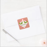 Sticker Carré Jolly Christmas Elf Legs Stripes CARRÉ de vacances<br><div class="desc">Pieds elfes amusants portant des collants rayés rouge et ivoire et des bottes vertes avec des cloches de jingle, et vos détails de Noël de vacances en lettres chic, ces autocollants CARRÉS sont beaux pour les faveurs de fête, les cadeaux, les enveloppes d'invitation, les cadeaux alimentaires faits maison et plus...</div>