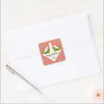 Sticker Carré Jolly Christmas Elf Legs Stripes CARRÉ de vacances<br><div class="desc">Pieds elfes amusants portant des collants rayés rouge et ivoire et des bottes vertes avec des cloches de jingle, et vos détails de Noël de vacances en lettres chic, ces autocollants CARRÉS sont beaux pour les faveurs de fête, les cadeaux, les enveloppes d'invitation, les cadeaux alimentaires faits maison et plus...</div>