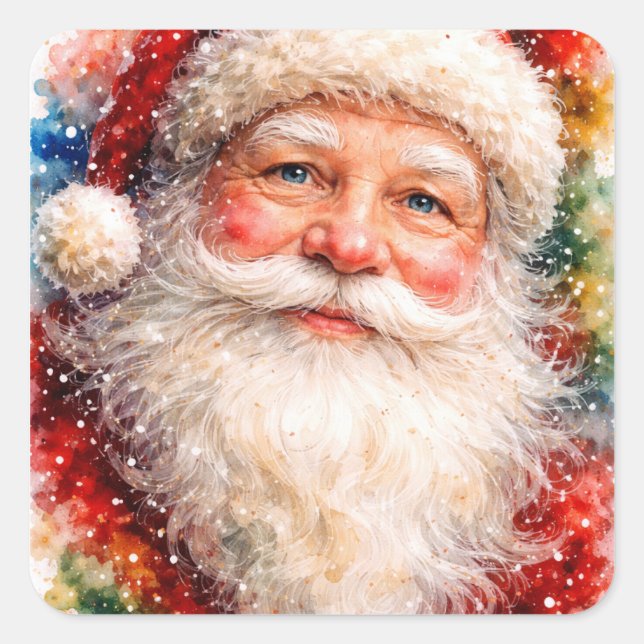 Sticker Carré Jolly Christmas Santa Portrait (Devant)