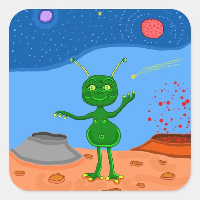 Sticker Carré Jolly le mignon Alien (Devant)
