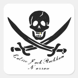 Sticker Carré Jolly roger Drapeau du Pirate de Calico Jack Nassa