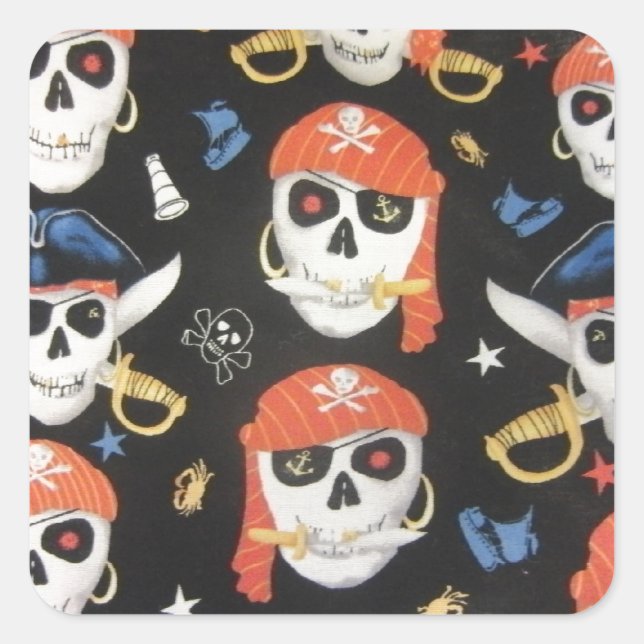 Sticker Carré Jolly roger Pirate Skuls (Devant)