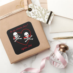 Sticker Carré Jolly roger Pirate Valentine