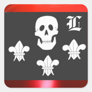 STICKER CARRÉ JOLLY ROGER SKULL ET TROIS LIEUX FLAG MONOGRAM