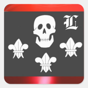 STICKER CARRÉ JOLLY ROGER SKULL ET TROIS LIEUX FLAG MONOGRAM