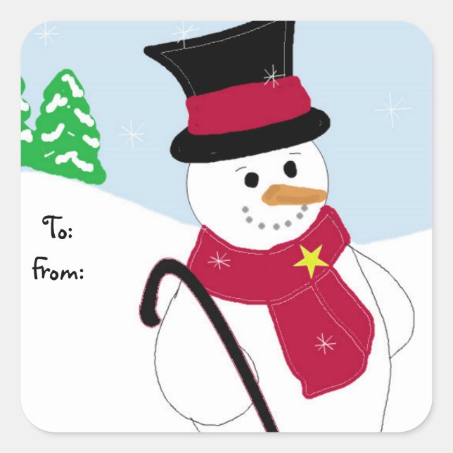Sticker Carré Jolly Snowman (Devant)