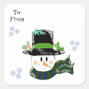 Sticker Carré Jolly Snowman