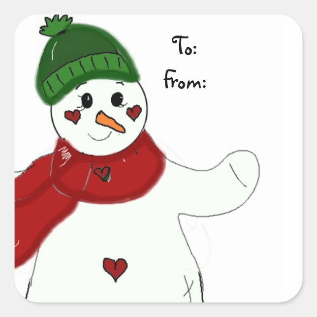 Sticker Carré Jolly Waving Snowman (Devant)