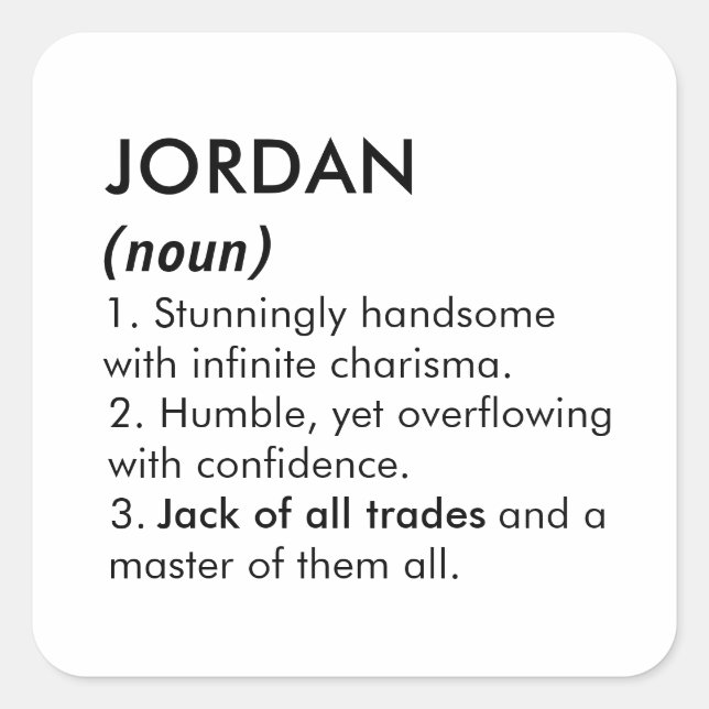 Sticker Carré Jordan name, Editable name, Custom name (Devant)