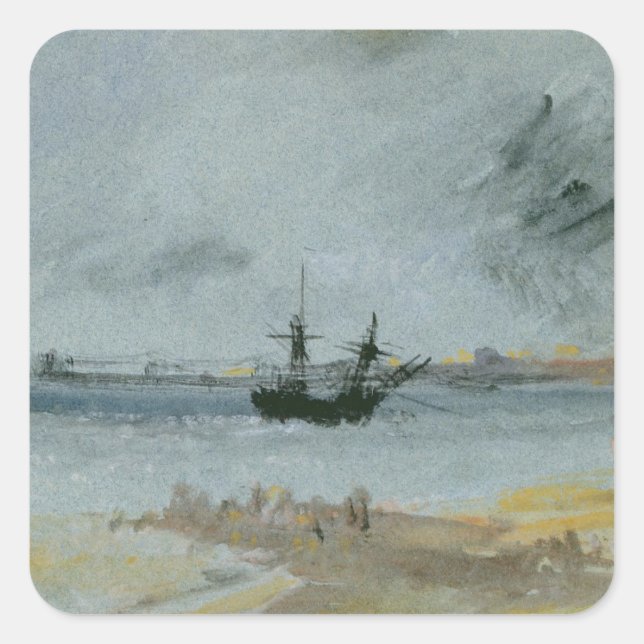 Sticker Carré Joseph Mallord William Turner | Navire terrestre,  (Devant)