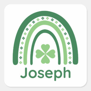 Sticker Carré Joseph Nom Clover Boho Rainbow